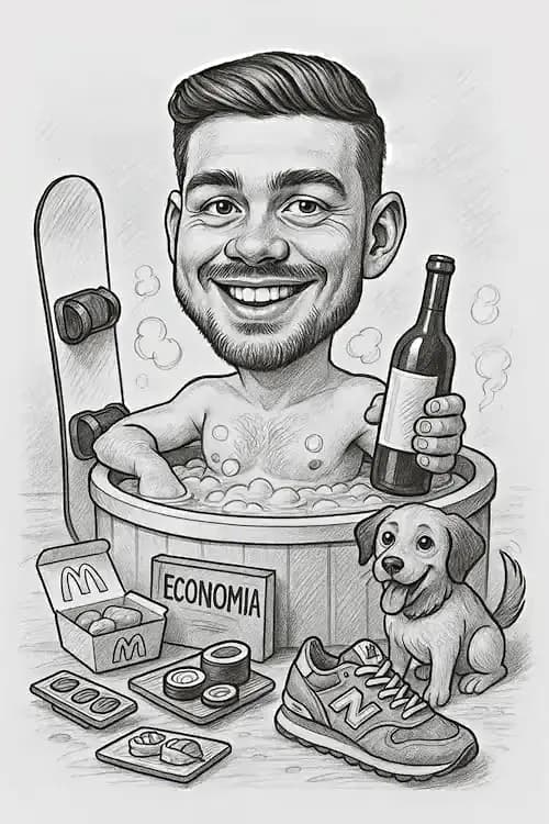 Caricatura di laurea per ragazzo sportivo