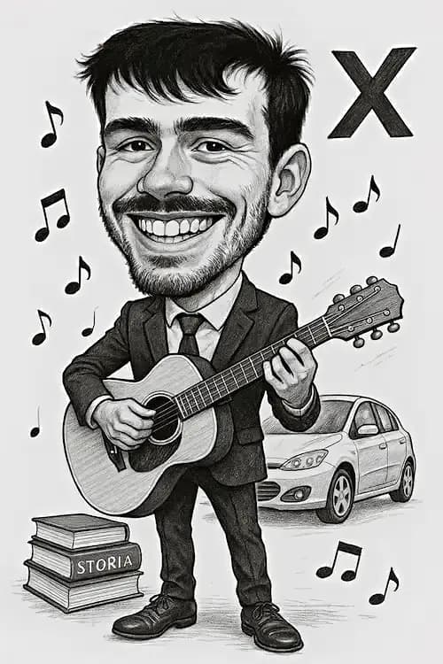 Esempio di caricatura per laurea uomo con barba