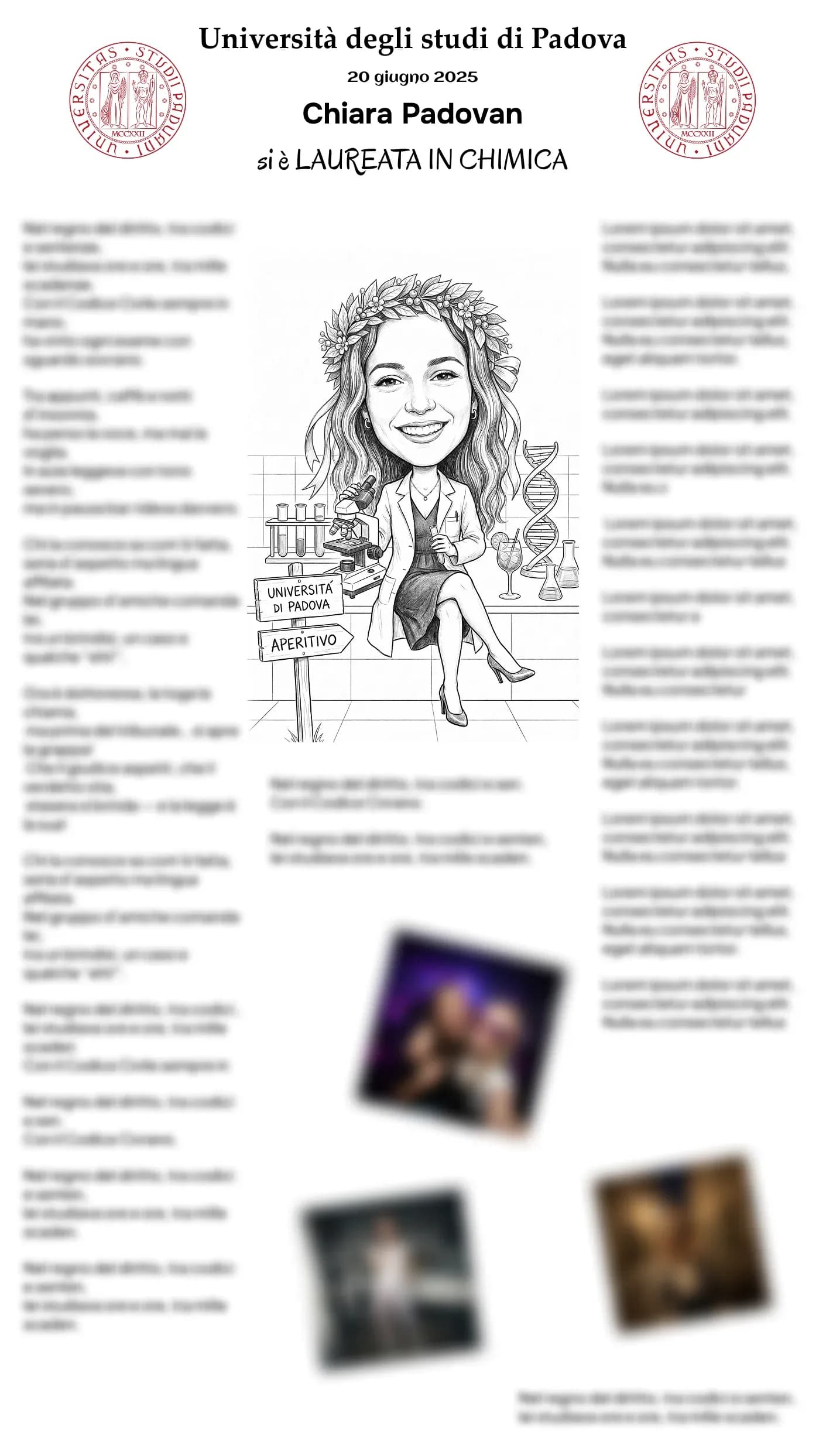 Papiro di laurea per una ragazza, Unipd