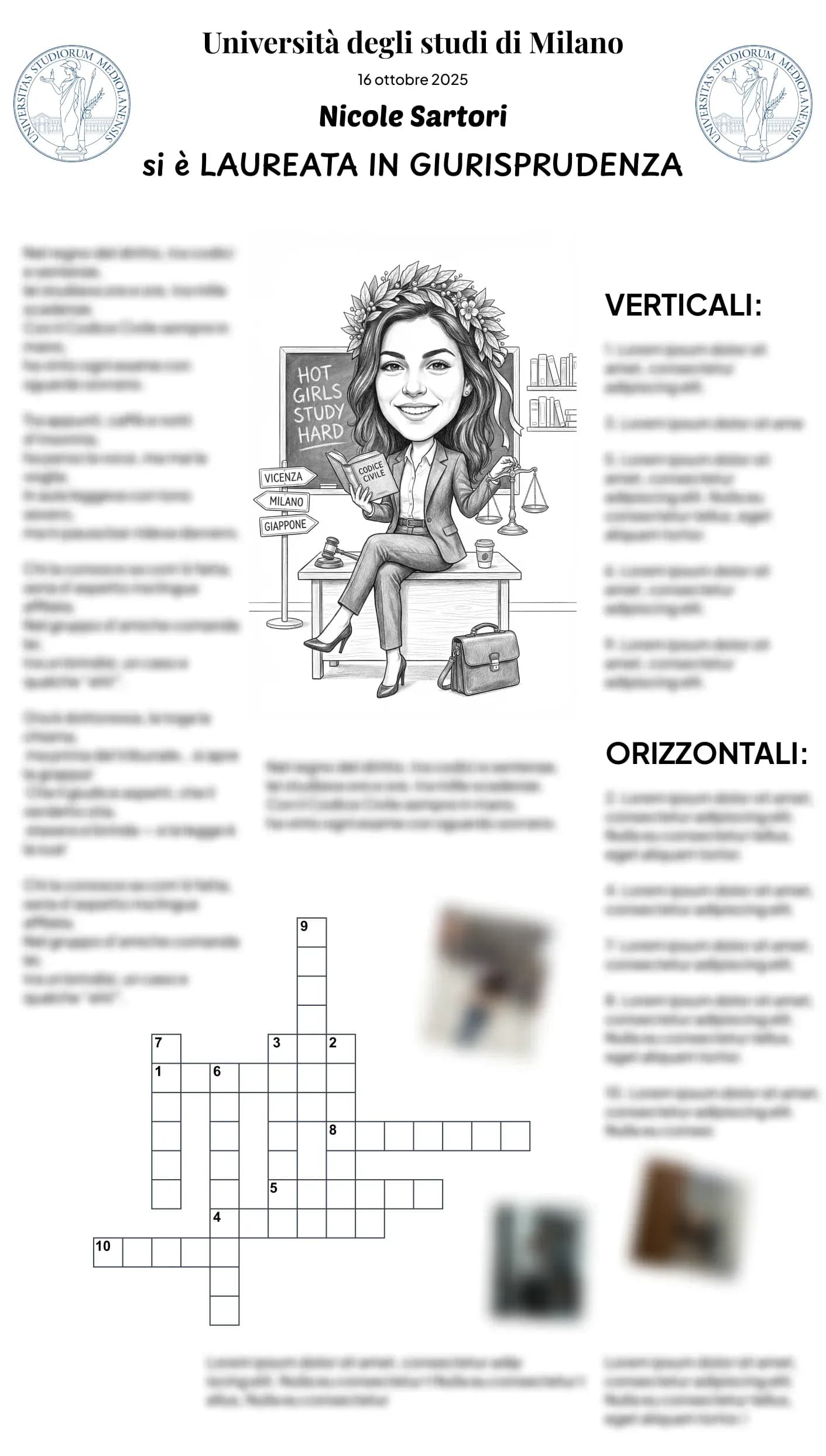 Papiro di laurea per una ragazza laureata in giurisprudenza